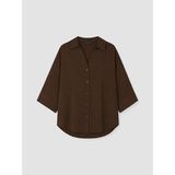 Lc Waikiki Yeni Sezon Oversize Armürlü Kadın Gömlek - 3XL - Kahverengi