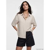 Lc Waikiki Yeni Sezon Oversize Armürlü Kadın Gömlek - Krem - Bej