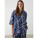 Lc Waikiki Yeni Sezon Oversize Desenli Kadın Gömlek - 40 - Lacivert