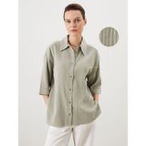 Lc Waikiki Yeni Sezon Oversize Dokulu Kadın Gömlek - M - L - Haki