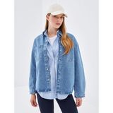 Lc Waikiki Yeni Sezon Oversize Kadın Jean Gömlek Ceket - XS - İndigo