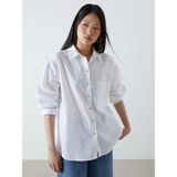 Lc Waikiki Yeni Sezon Oversize Keten Karışımlı Kadın Gömlek - 2XL - Ekru
