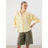 Lc Waikiki Yeni Sezon Oversize Keten Karışımlı Kadın Gömlek - 2XL - Sarı
