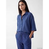 Lc Waikiki Yeni Sezon Oversize Keten Karışımlı Kadın Gömlek - 3XL - İndigo