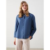 Lc Waikiki Yeni Sezon Oversize Keten Karışımlı Kadın Gömlek - Indigo