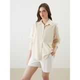 Lc Waikiki Yeni Sezon Oversize Keten Karisimli Kadin Gomlek - S5I322Z8 - Bej - XS