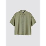 Lc Waikiki Yeni Sezon Oversize Keten Karışımlı Kadın Gömlek - XS - Haki