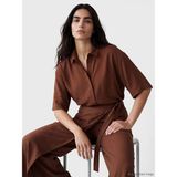 Lc Waikiki Yeni Sezon Oversize Krep Kadın Gömlek - XS - Kahverengi
