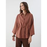 Lc Waikiki Yeni Sezon Oversize Modal Karisimli Kadin Gomlek - S5Q119Z8 - Kahverengi - 44