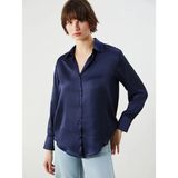 Lc Waikiki Yeni Sezon Oversize Saten Kadın Gömlek - 36 - Lacivert