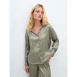 Lc Waikiki Yeni Sezon Oversize Saten Kadın Gömlek - XS - Haki