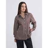 Lc Waikiki Yeni Sezon Petite Çizgili Kadın Gömlek - 42 - Kahverengi