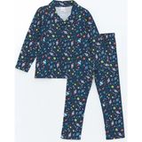 Lc Waikiki Yeni Sezon Polo Yaka Baskılı Erkek Çocuk Pijama Takımı - Lacivert - 3 - 4 Yaş