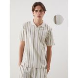 Lc Waikiki Yeni Sezon Polo Yaka Çizgili Erkek Dokulu Tişört - Bej - 2XL