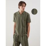 Lc Waikiki Yeni Sezon Polo Yaka Çizgili Erkek Dokulu Tişört - Haki - XS