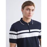 Lc Waikiki Yeni Sezon Polo Yaka Çizgili Erkek Tişört - Lacivert - 3XL