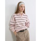 Lc Waikiki Yeni Sezon Polo Yaka Çizgili Kadın Triko Kazak - Pembe - XL