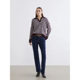 Lc Waikiki Yeni Sezon Polo Yaka Çizgili Oversize Kadın Triko Kazak - Bordo - XS - S