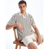 Lc Waikiki Yeni Sezon Polo Yaka Çizgili Penye Erkek Tişört - Bordo - XL