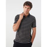 Lc Waikiki Yeni Sezon Polo Yaka Çizgili Penye Erkek Tişört - Ekru - 2XL