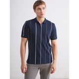 Lc Waikiki Yeni Sezon Polo Yaka Çizgili Pike Erkek Tişört - Lacivert - 2XL