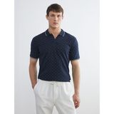 Lc Waikiki Yeni Sezon Polo Yaka Desenli Pike Erkek Tişört - Lacivert - XL