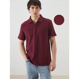 Lc Waikiki Yeni Sezon Polo Yaka Erkek Dokulu Tişört - Bordo - XL