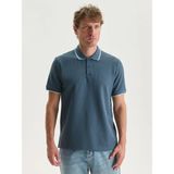 Lc Waikiki Yeni Sezon Polo Yaka Erkek Dokulu Tişört - İndigo - 3XL