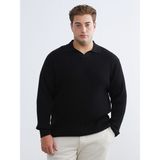 Lc Waikiki Yeni Sezon Polo Yaka Erkek Triko Kazak - Siyah - 5XL - 6XL