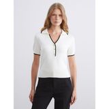 Lc Waikiki Yeni Sezon Polo Yaka Kadın Triko Kazak - Ekru - XL
