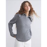 Lc Waikiki Yeni Sezon Polo Yaka Kadın Triko Kazak - Gri - XS