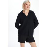 Lc Waikiki Yeni Sezon Polo Yaka Kadın Triko Kazak - Siyah - XS