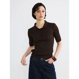 Lc Waikiki Yeni Sezon Polo Yaka Kendinden Desenli Kadın Triko Kazak - Kahverengi - 2XL