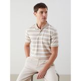 Lc Waikiki Yeni Sezon Polo Yaka Kısa Kollu Çizgili Erkek Tişört - Bej - 3XL