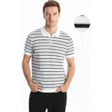 Lc Waikiki Yeni Sezon Polo Yaka Kısa Kollu Çizgili Erkek Triko Kazak - Ekru - 3XL