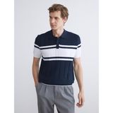 Lc Waikiki Yeni Sezon Polo Yaka Kısa Kollu Çizgili Erkek Triko Kazak - Lacivert - 2XL