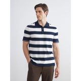 Lc Waikiki Yeni Sezon Polo Yaka Kısa Kollu Çizgili Erkek Triko Kazak - Lacivert - XL