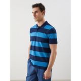 Lc Waikiki Yeni Sezon Polo Yaka Kısa Kollu Çizgili Pike Erkek Tişört - İndigo - M