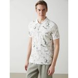 Lc Waikiki Yeni Sezon Polo Yaka Kısa Kollu Desenli Erkek Tişört - Gri - 2XL