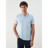Lc Waikiki Yeni Sezon Polo Yaka Kısa Kollu Erkek Dokulu Tişört - Mavi - 2XL