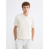 Lc Waikiki Yeni Sezon Polo Yaka Kısa Kollu Fitilli Erkek Triko Kazak - Ekru - 2XL