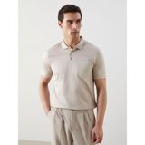 Lc Waikiki Yeni Sezon Polo Yaka Kısa Kollu Merserize Görünümlü Erkek Tişört - Bej - 2XL