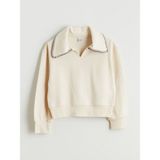 Lc Waikiki Yeni Sezon Polo Yaka Kız Çocuk Sweatshirt - Bej - 8 - 9 Yaş