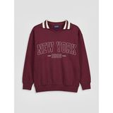 Lc Waikiki Yeni Sezon Polo Yaka New York Baskılı Kız Çocuk Sweatshirt - Açık Bordo - 9 - 10 Yaş