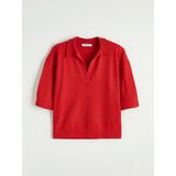 Lc Waikiki Yeni Sezon Polo Yaka Oversize Kadın Triko Kazak - Kırmızı