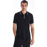 Lc Waikiki Yeni Sezon Polo Yaka Penye Erkek Tişört - Siyah - XL