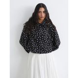 Lc Waikiki Yeni Sezon Puantiyeli Poplin Kadın Gömlek - XL - 2XL - Siyah