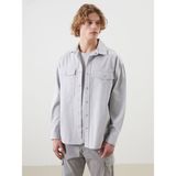 Lc Waikiki Yeni Sezon Rahat Kalıp Uzun Kollu Gabardin Erkek Gömlek Ceket - 2XL - Gri
