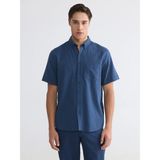 Lc Waikiki Yeni Sezon Regular Fit Armürlü Erkek Gömlek - İndigo - 3XL