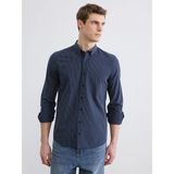 Lc Waikiki Yeni Sezon Regular Fit Çizgili Armürlü Erkek Gömlek - XL - Lacivert